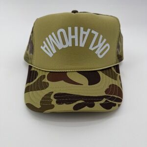 OTTO Oklahoma Camo Trucker Hat Mesh Back Snapback Cap